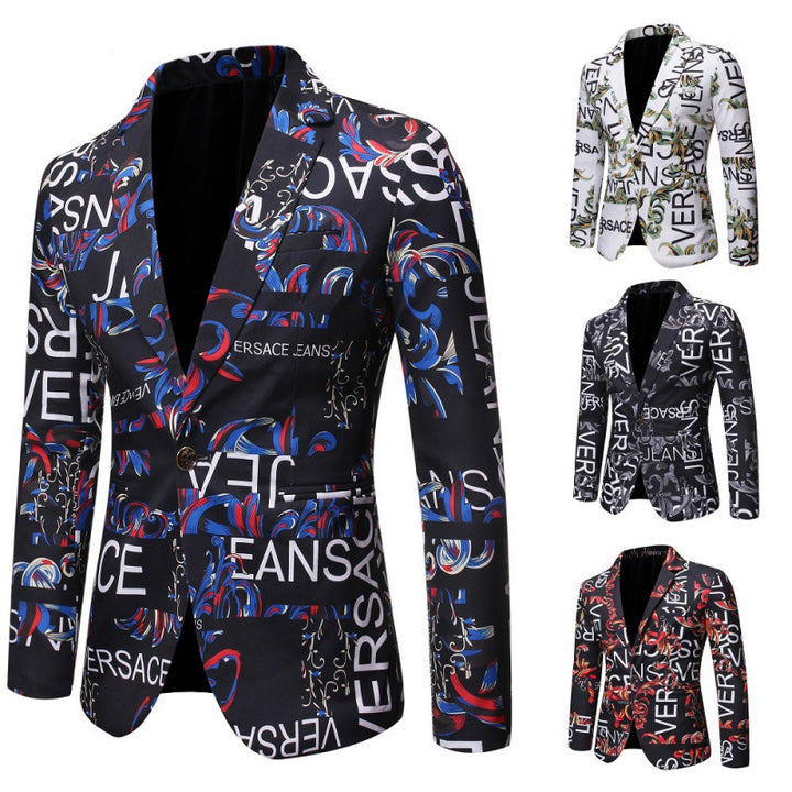 Herren Designer-Blazer mit kreativem Schriftzug Echoarchiv
