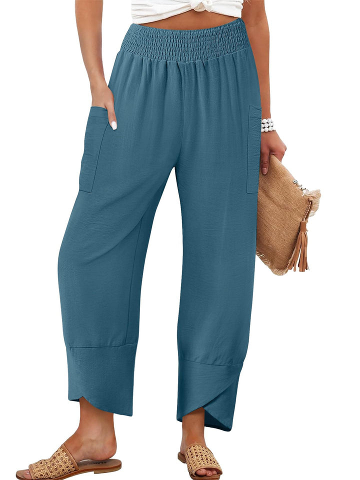 Damen Weite Sommerhose mit elastischem Bund und praktischen Taschen Echo Archiv