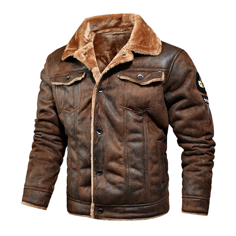 Herren Aviatorjacke mit Teddyfutter und Vintage-Lederoptik Echoarchiv