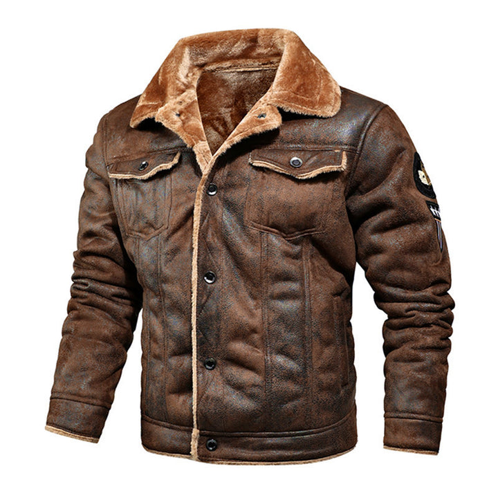 Herren Aviatorjacke mit Teddyfutter und Vintage-Lederoptik Echoarchiv