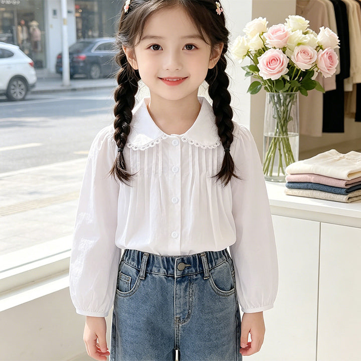 Mädchen Bluse mit Rüschendetails und elegantem Kragen Echo Archiv