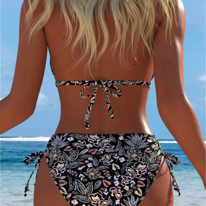 Damen Triangel-Bikini mit verspieltem Floral-Design und verstellbaren Bindebändern Echo Archiv