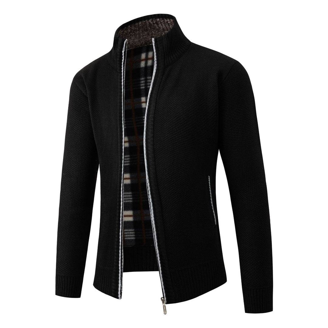 Herren Strickjacke mit modernem Stehkragen und klassischem Innenfutter Echoarchiv