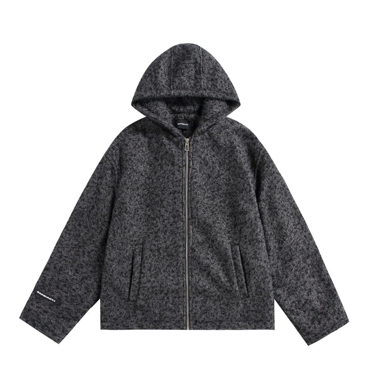 Damen Kapuzenblouson aus Wollmix mit voluminöser Struktur und Reißverschluss Echoarchiv