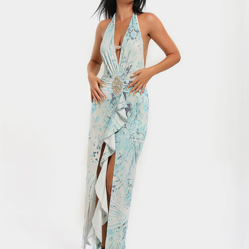 Damen Maxi-Kleid mit raffinierten Drapierungen und dekorativer Satineinfassung Echo Archiv