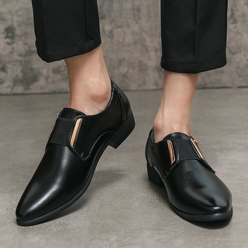 Herren elegante spitze Slip-On Business-Halbschuhe mit elastischer Gummilasche und dekorativen Metallapplikationen Echo Archiv