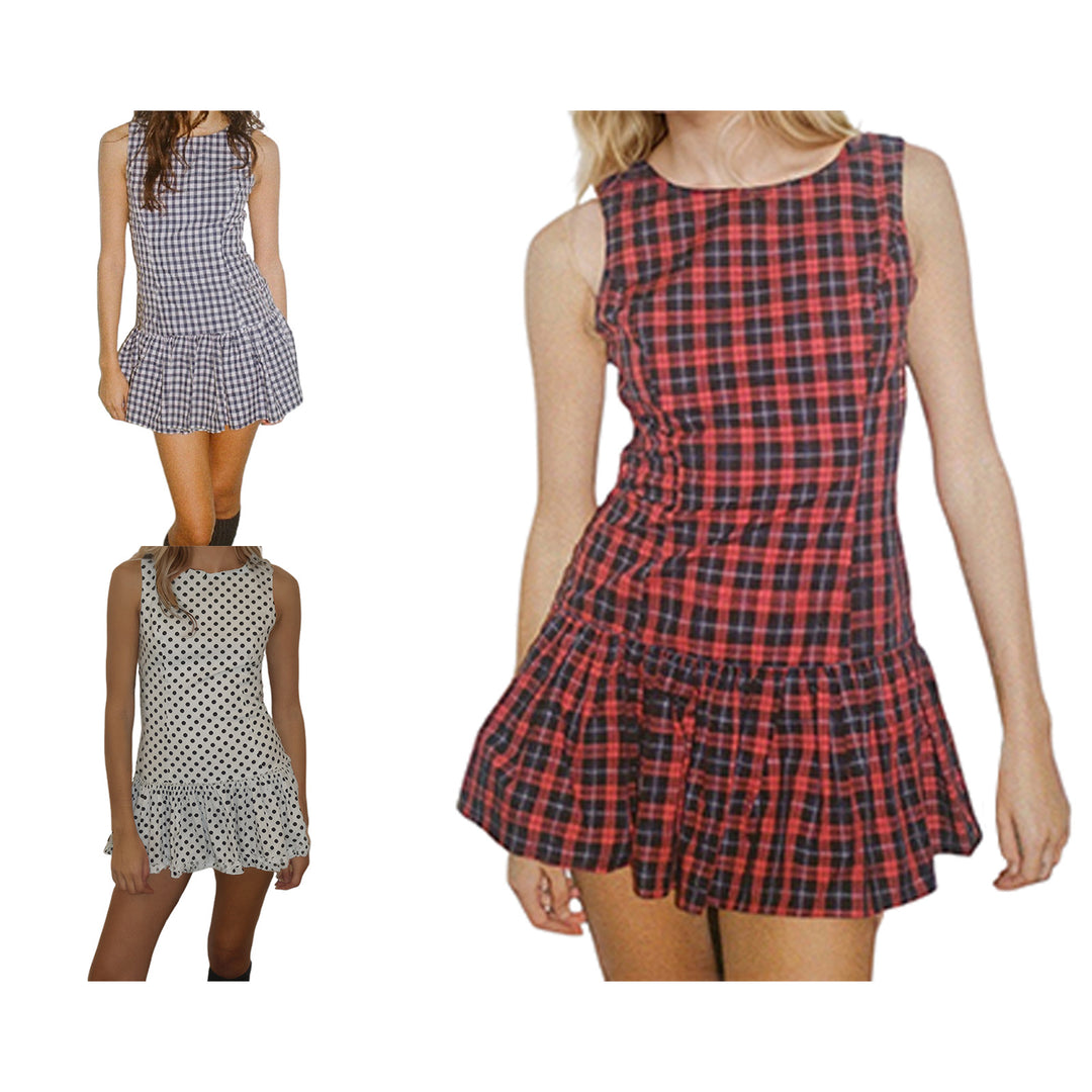 Damen Freizeitkleid mit Punkten und Rüschendetail Echo Archiv