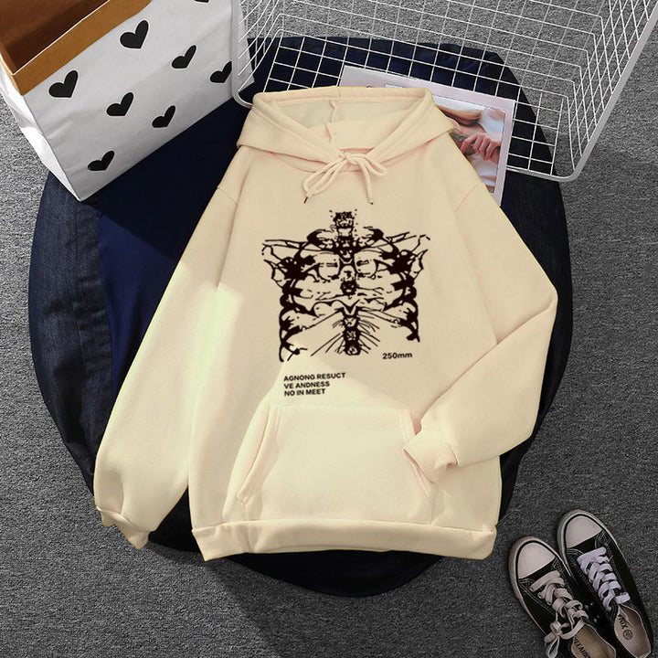 Unisex oversized Kapuzenpullover mit anatomischem Grafikprint, Kängurutasche und verstellbarer Kordel – Auréline