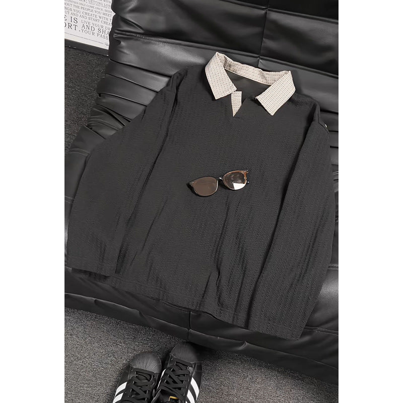 Damen Modisches Oversized Hemd mit kariertem Kragen Echo Archiv