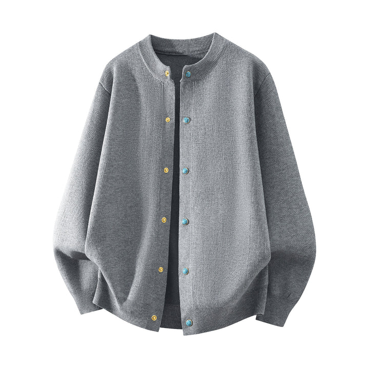 Unisex Oversize Strick‑Bomberjacke mit Druckknopfleiste, geripptem Bund & weicher Waffelstruktur Echoarchiv