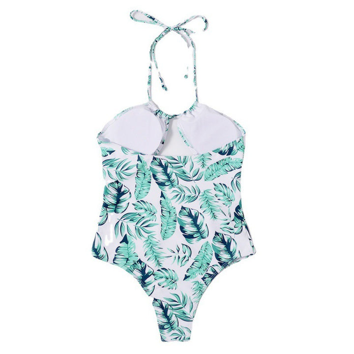 Damen Einteiliger Badeanzug mit modischem Cut-Out-Design und tropischem Blattmuster Echo Archiv