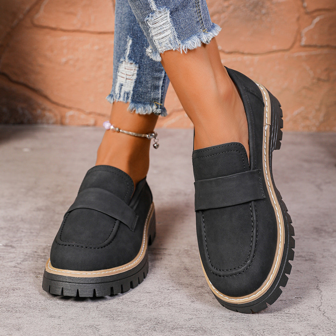 Damen Chunky Loafer mit profilierter Lug-Sohle und Velours‑Optik Echo Archiv