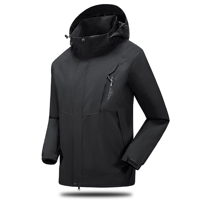 Herren Wasser- und winddichte Softshell‑Outdoorjacke mit verstellbarer Kapuze und Reißverschlusstaschen Echoarchiv