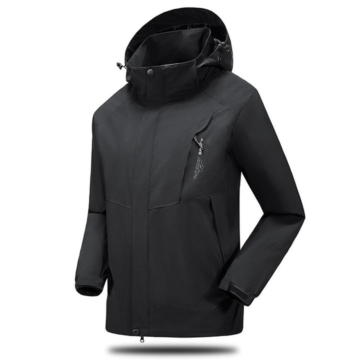 Herren Wasser- und winddichte Softshell‑Outdoorjacke mit verstellbarer Kapuze und Reißverschlusstaschen Echoarchiv