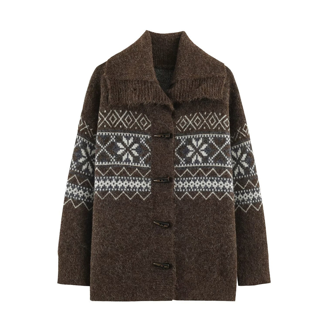Damen Norwegisch gemusterter Wollmix-Dufflecoat mit Schalkragen und Knebelverschlüssen Echoarchiv
