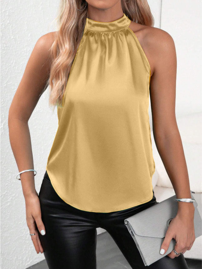 Damen Elegantes Satin Top mit hochgeschlossenem Kragen Echo Archiv