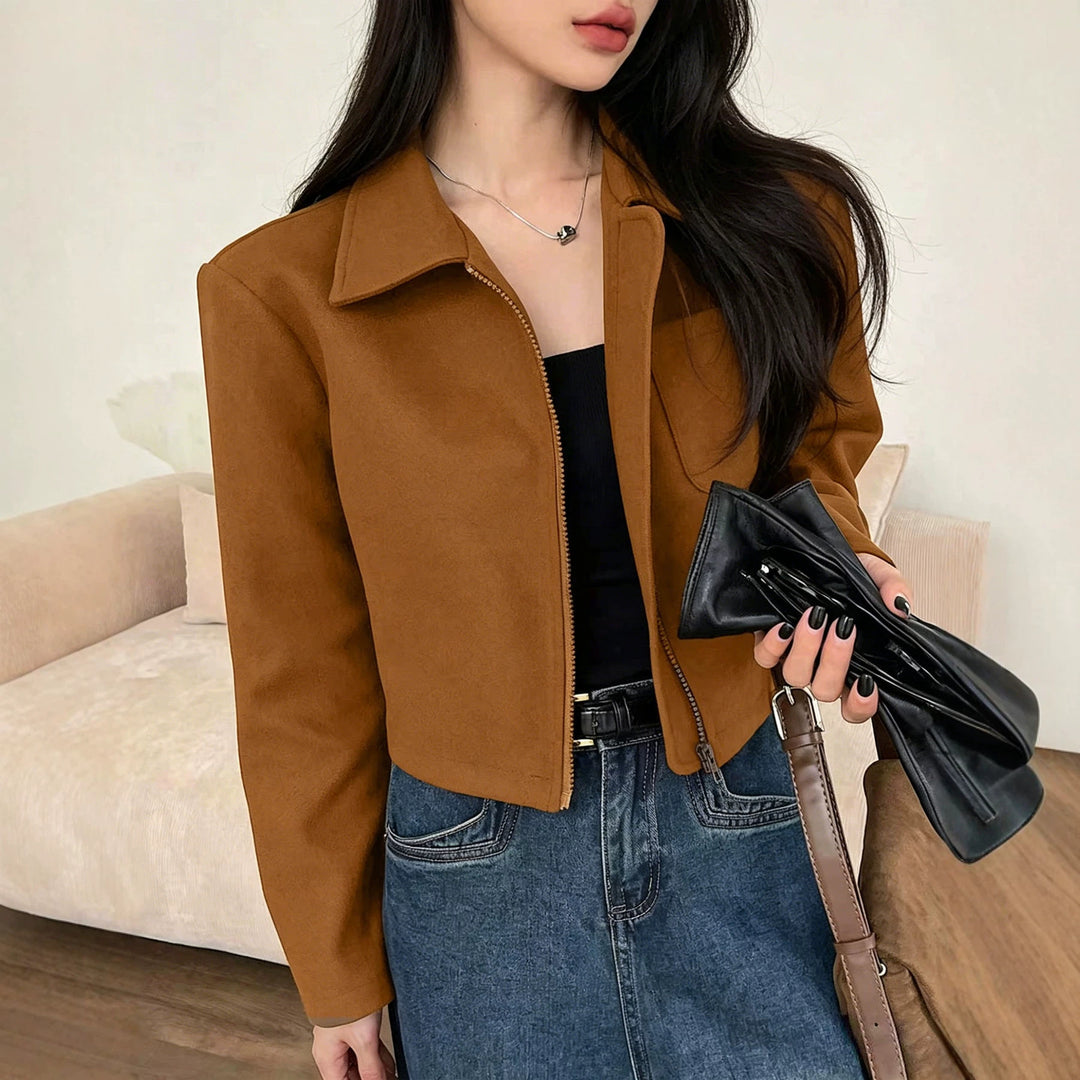 Damen Kurz geschnittene Suede Jacke Echo Archiv