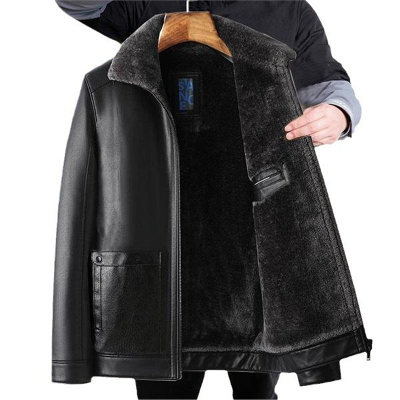 Herren Schaffellgefütterte Echtlederjacke mit Thermofutter und Stehkragen Echoarchiv