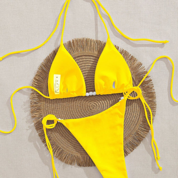 Damen Triangel-Bikini mit dekorativen Perlen-Details Echo Archiv