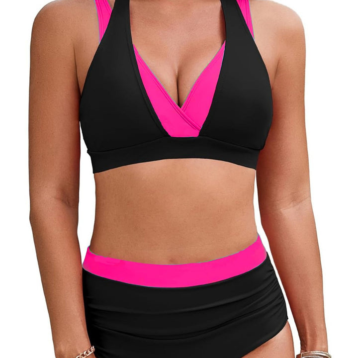 Damen Sportliches Hochbund-Bikini-Set mit asymmetrischem Schnitt Echo Archiv