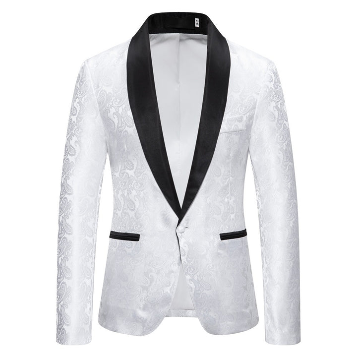Herren eleganter Smoking-Blazer mit floralem Jacquard-Muster Echoarchiv