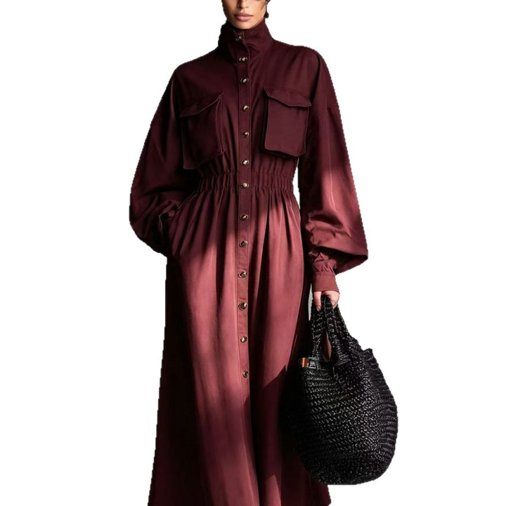 Damen Elegantes Hemdkleid mit Taschen und Taillengürtel Echo Archiv