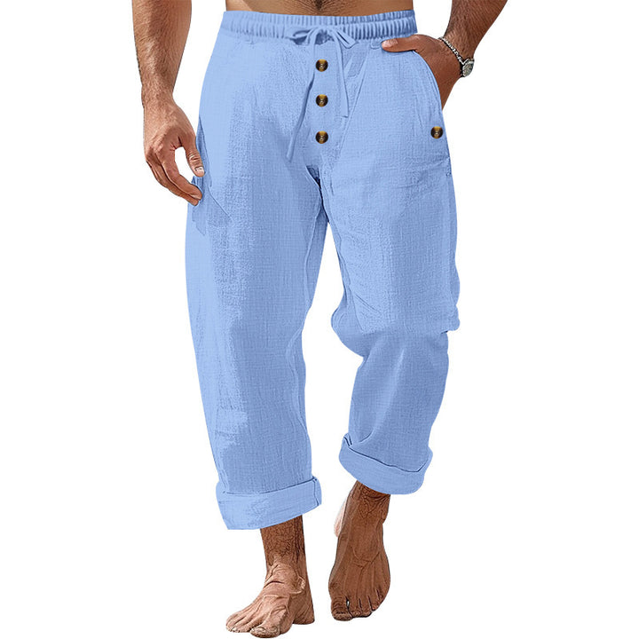 Herren lässige Strand-Hose mit elastischem Bund und praktischen Knopfdetails Echoarchiv