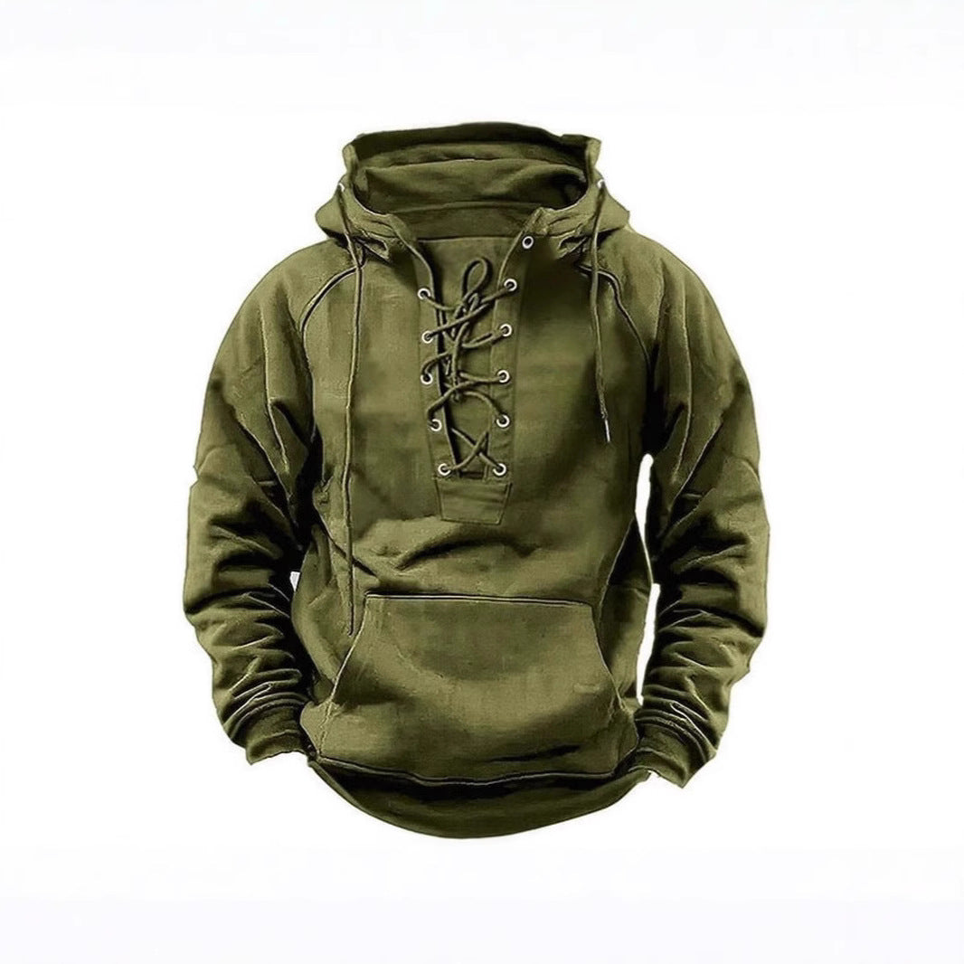 Herren Kapuzenpullover mit innovativem Schnürdesign und weichem Innenfutter Echoarchiv