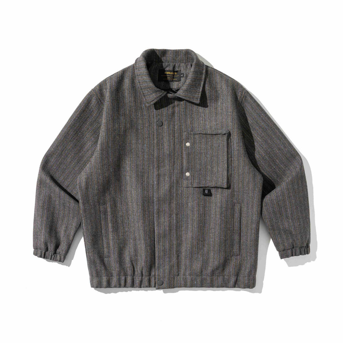 Unisex Strukturierter Overshirt‑Blouson aus gewobener Wollmischung mit Druckknopf‑Front Echoarchiv