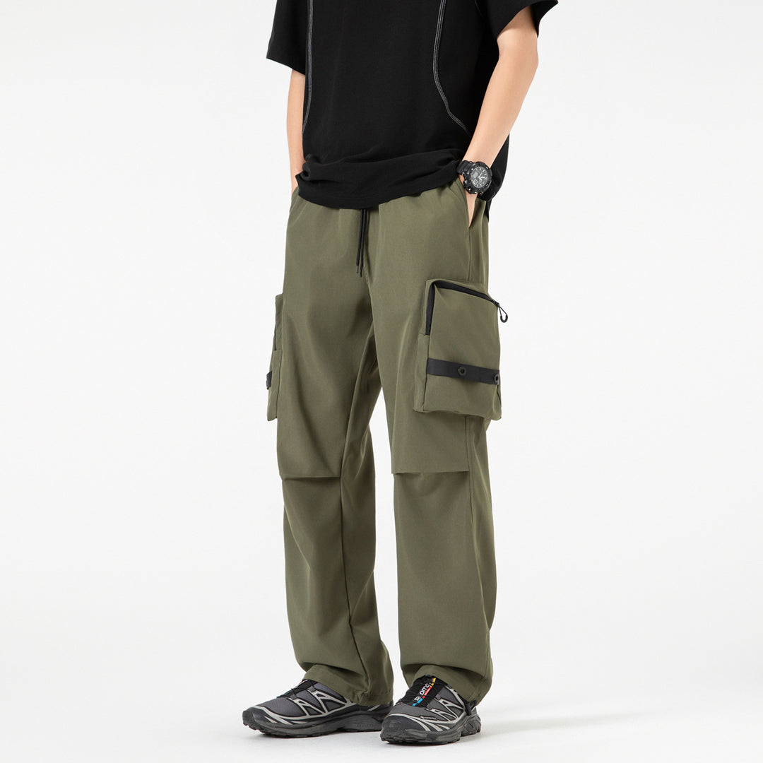 Herren Weite Utility-Cargohose mit großvolumigen Klappentaschen und Kordelzugbund Echo Archiv