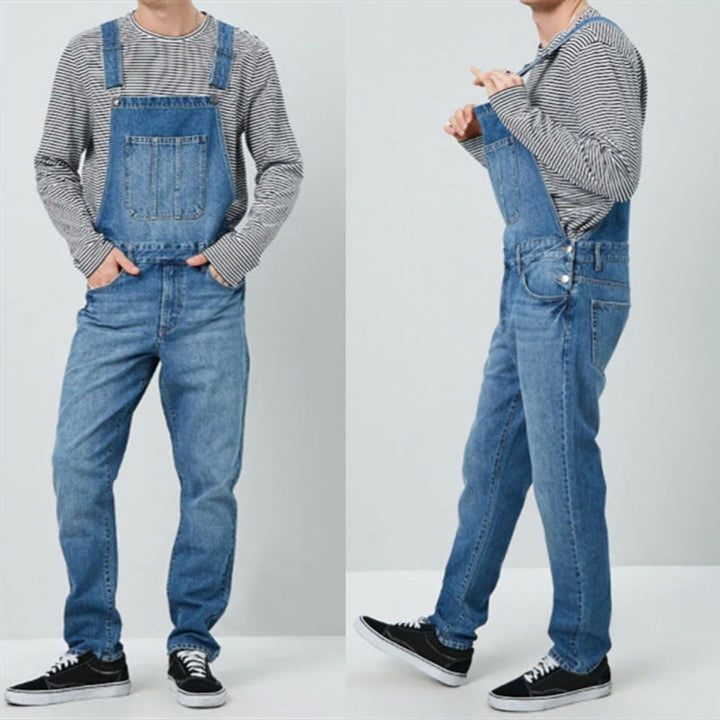 Herren Denim Latzhose im Vintage-Stil mit regulierbaren Trägern und praktischen Taschen Echoarchiv