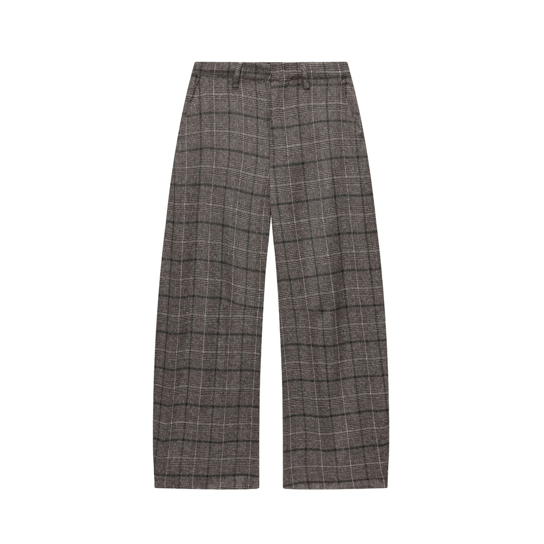 Damen nan Glencheck-Hose mit hoher Taille, weitem Bein, Bügelfalte und verdeckter Frontleiste Echo Archiv