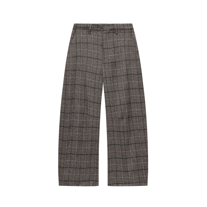 Damen nan Glencheck-Hose mit hoher Taille, weitem Bein, Bügelfalte und verdeckter Frontleiste Echo Archiv