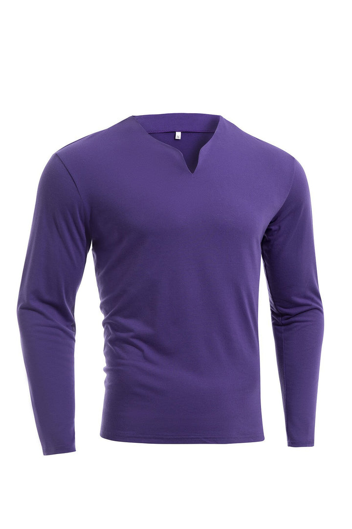 Herren nan Langarmshirt mit V-Ausschnitt Slim Fit Baumwollmix und elastischem Komfortbund Echo Archiv