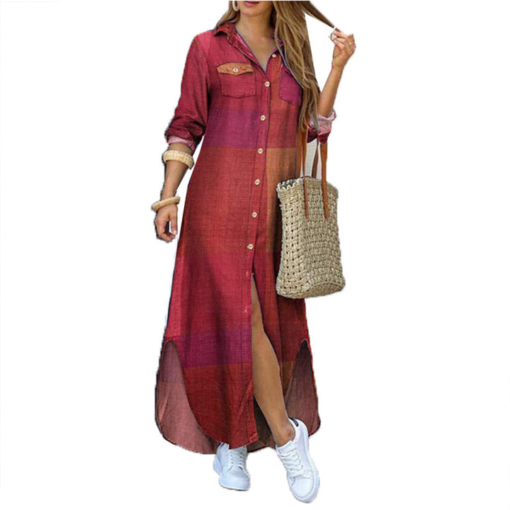 Damen nan langes Hemdkleid mit floralem Muster und seitlichem Schlitz Echo Archiv
