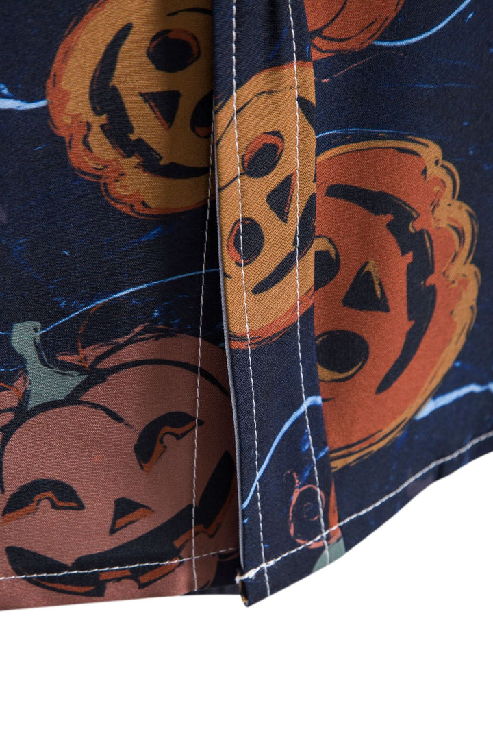 Herren Kurzarmhemd mit fröhlichem Halloween-Motiv Echoarchiv