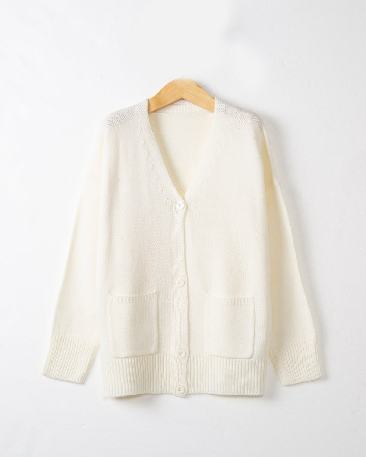 Damen Feiner Oversize-Strickcardigan mit V-Ausschnitt, Knopfleiste und aufgesetzten Eingrifftaschen Echo Archiv