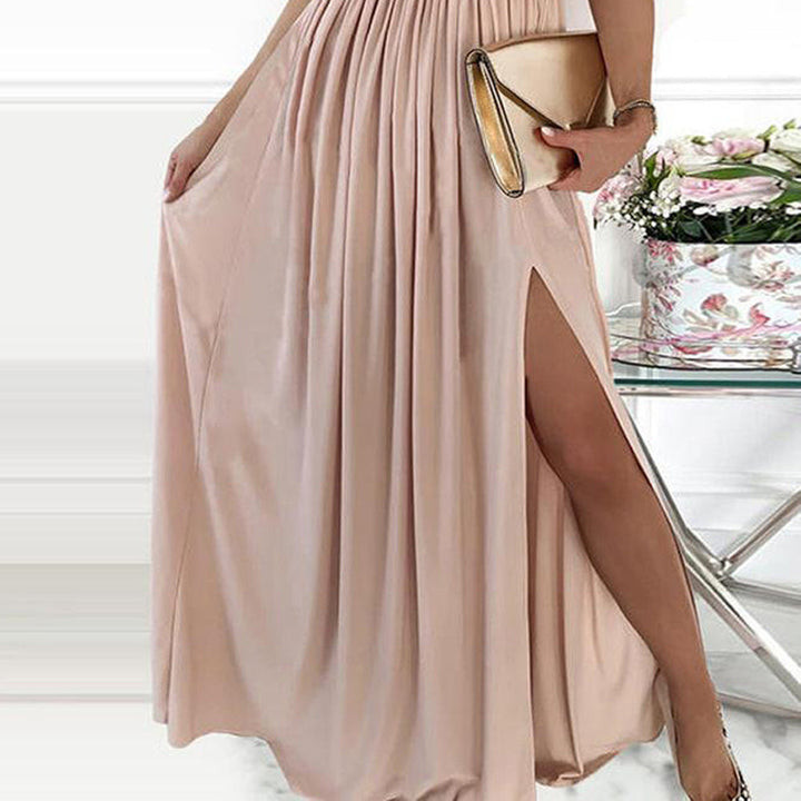 Damen Elegantes Abendkleid mit Asymmetrischem Oberteil und Schimmerndem Rock Echoarchiv