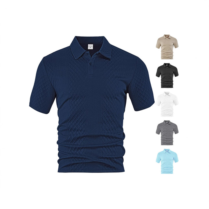 Herren kurzärmeliges Polohemd mit strukturiertem Design Echoarchiv