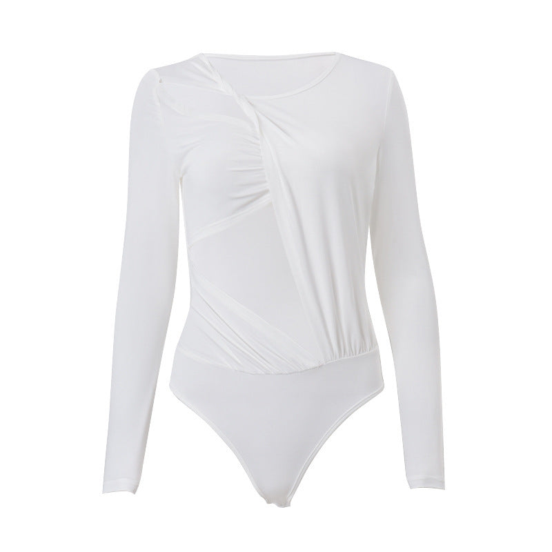 Damen Eleganter Longsleeve Bodysuit mit raffiniertem Drapierungsdesign Echo Archiv
