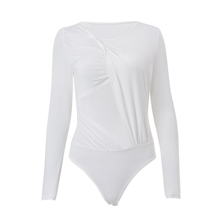 Damen Eleganter Longsleeve Bodysuit mit raffiniertem Drapierungsdesign Echo Archiv