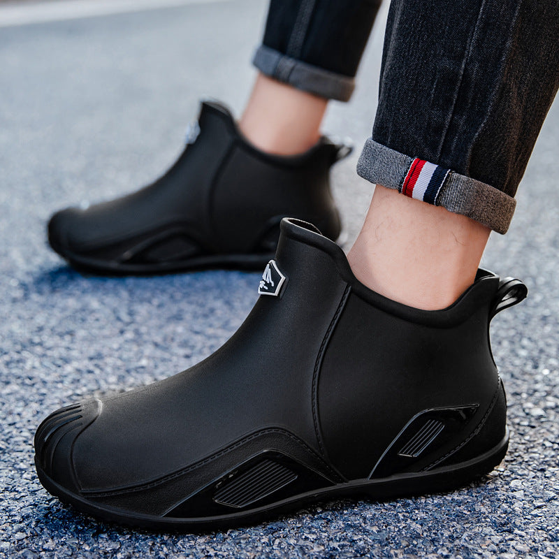 Herren Slip-On Kurzschaft-Gummiregenstiefelette mit griffiger Kontrastlaufsohle Echoarhiv – Tavélo