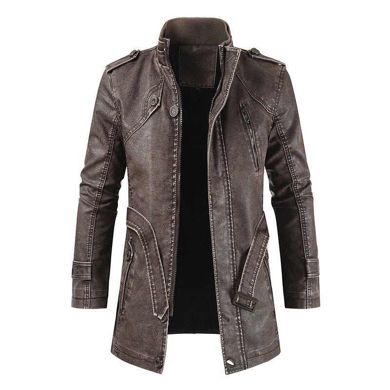 Herren modische Biker-Lederjacke mit asymmetrischem Reißverschluss und praktischen Taschen Echoarchiv