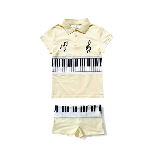 Damen Poloshirt und Shorts Set mit musikalischem Design Echo Archiv