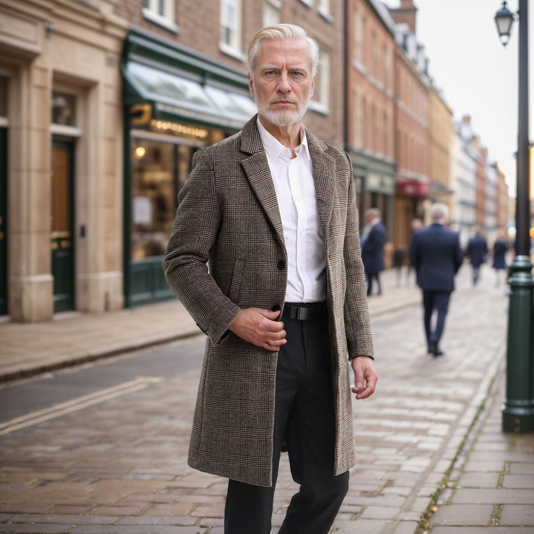 Herren eleganter Karomantel Echoarchiv