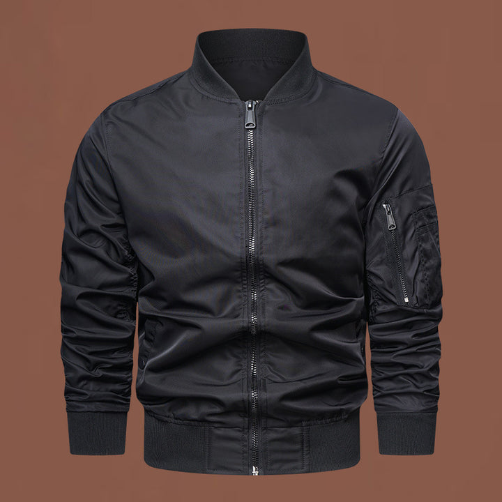 Herren nan leichter Nylon-Bomber mit Ärmeltasche, Reißverschluss und gerippten Bündchen Echo Archiv