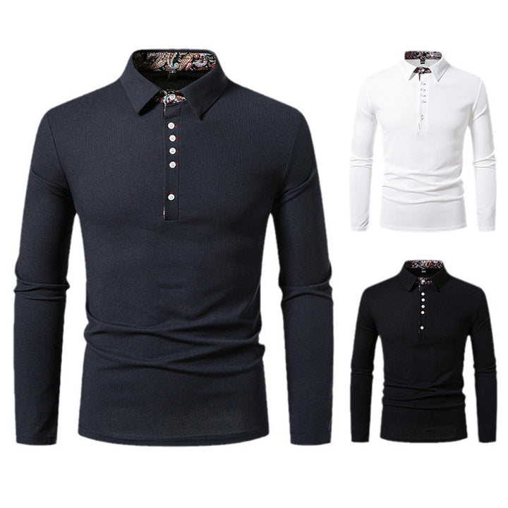 Herren Langarm Poloshirt mit außergewöhnlichem Kragen-Design Echoarchiv