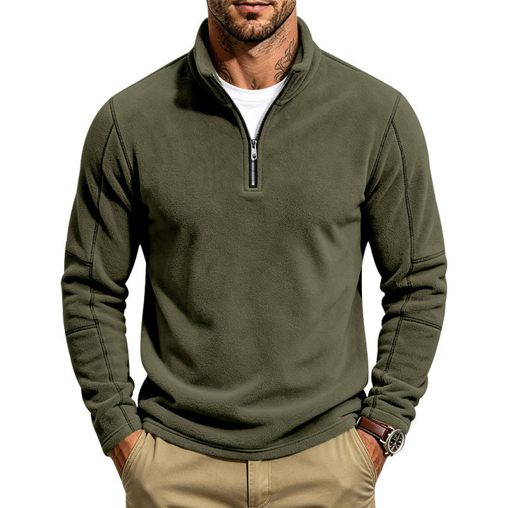 Herren Fleece-Pullover mit kurzem Reißverschluss und Stehkragen Echoarchiv