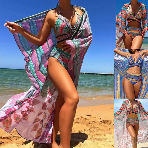 Damen Bikiniset mit kreativem Design und transparentem Kaftan Echo Archiv