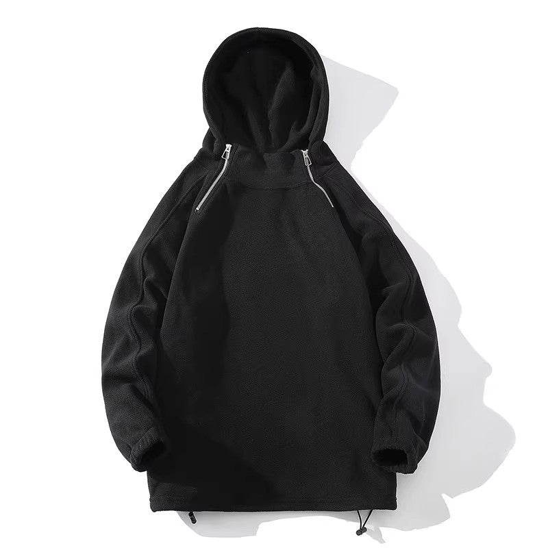 Herren Fleece Hoodie mit Reißverschluss und hohem Kragen Echoarchiv